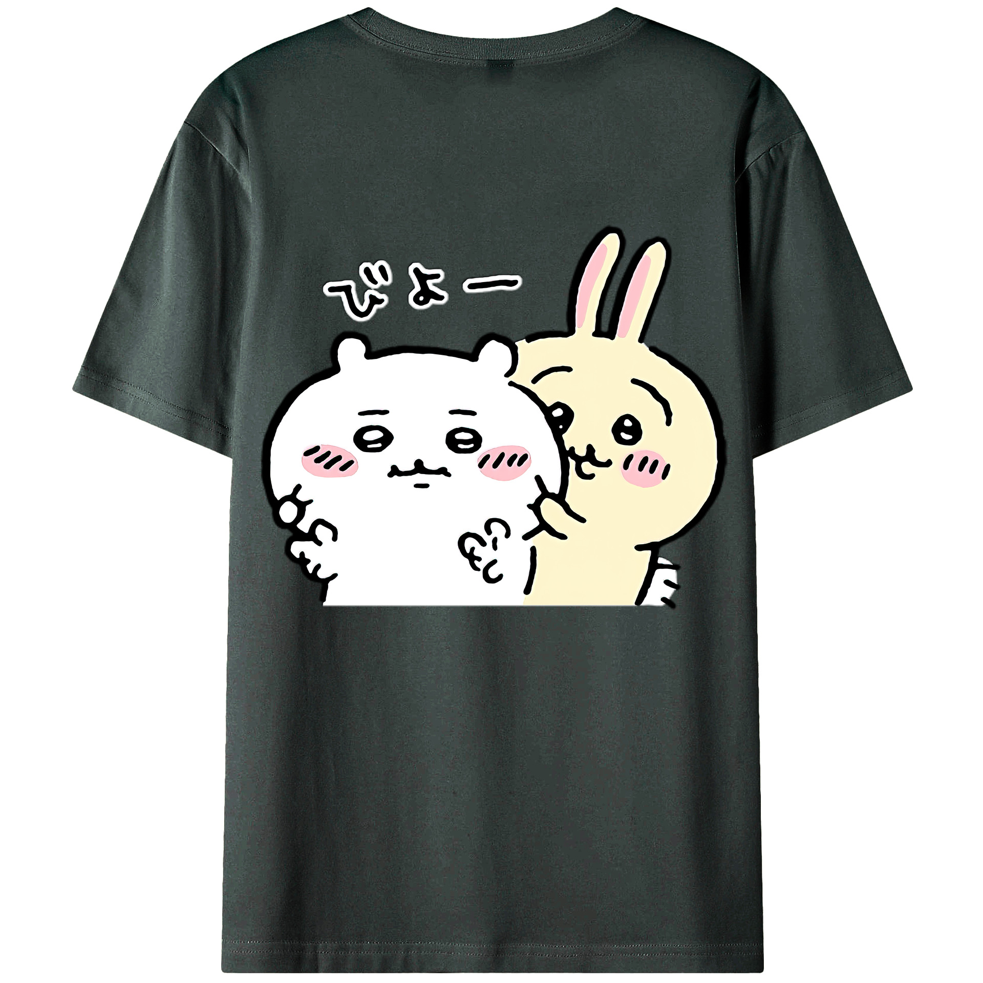 （画像用） ちいかわ うさぎ Chii-kawa usagi 綿100％ メンズ半袖Tシャツ（バックプリント） 通気性